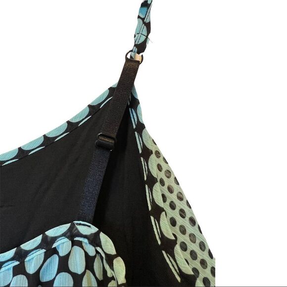 😊3/$30 NY&C sheer ruffle tank top, aqua & black Size M NWT 🏷 - Picture 6 of 8